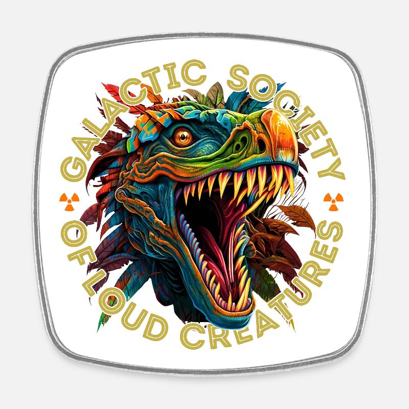 Galactic Society of Loud Creatures - Square fridge magnet - white