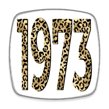 Geburtstag 1973 Leopardenmuster - Viereckiger Kühlschrankmagnet - Weiß - Vorne