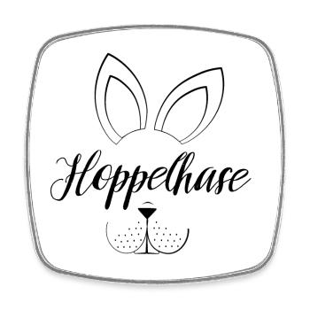 Hoppelhase Oster Motiv minimalistisch - Viereckiger Kühlschrankmagnet - Weiß - Vorne