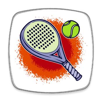 Racket Padel Training Sport Balls Leisure - Square fridge magnet - white - Front