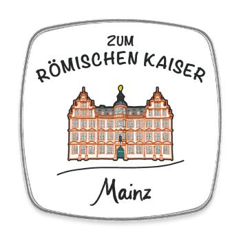 Mainz, Wahrzeichen Zum Römischen Kaiser - Viereckiger Kühlschrankmagnet - Weiß - Vorne