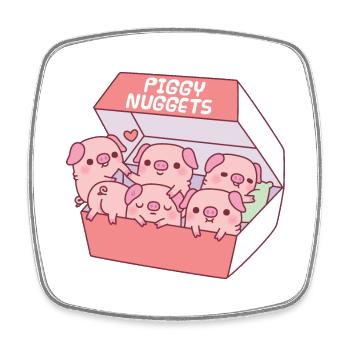 Süße Schweine Piggy Nuggets Lustig - Viereckiger Kühlschrankmagnet - Weiß - Vorne