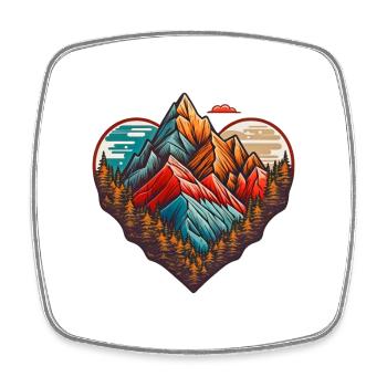 Herzberglandschaft Farbenberge - Magnet carré - blanc - Devant
