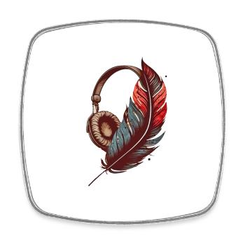 Conception de casque ancien avec stylo, mélomanes - Magnet carré - blanc - Devant