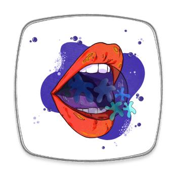 Fleurs en bouche - Magnet carré - blanc - Devant