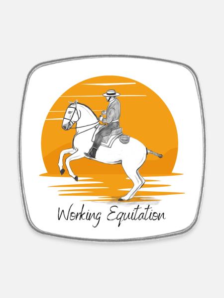 Équitation de travail - Magnet carré - blanc