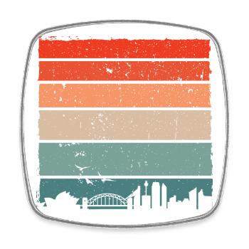 Sunset Gradient City Skyline - Square fridge magnet - white - Front