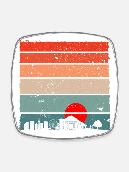 Coucher de soleil Torii Skyline - Magnet carré - blanc