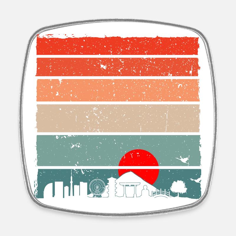Coucher de soleil Torii Skyline - Magnet carré - blanc