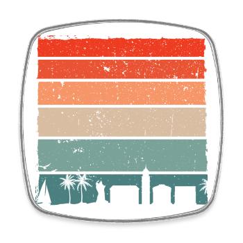 Sunset City Palms Retro Gradient - Square fridge magnet - white - Front