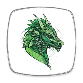Dragon stylisé, géométrique - Magnet carré - blanc - Devant
