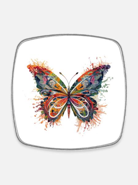 Butterfly - Square fridge magnet - white