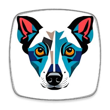 Modern Dog Drawing - Square fridge magnet - white - Front