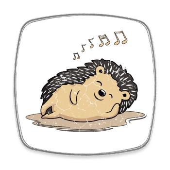 Igel, Igel entspannen und Musik genießen - Viereckiger Kühlschrankmagnet - Weiß - Vorne
