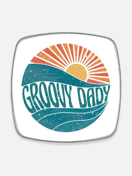 Vintage Retro Groovy Dady - Square fridge magnet - white