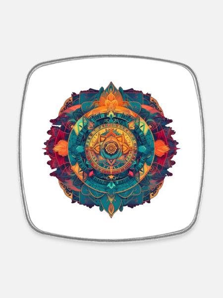 Mandala - Square fridge magnet - white