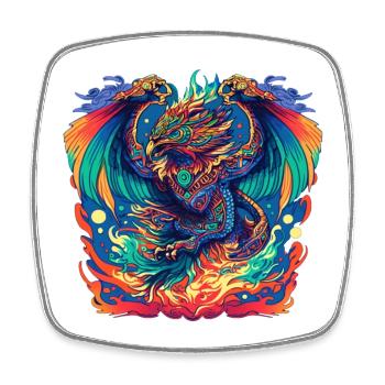 Aztec Bird - Square fridge magnet - white - Front