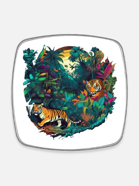 Jungle - Square fridge magnet - white