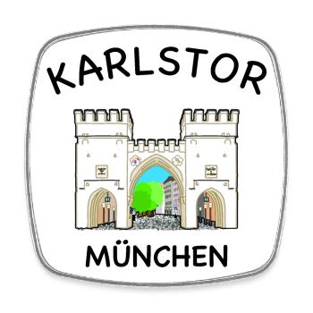 München, Karlstor am Stachus, Bayern - Viereckiger Kühlschrankmagnet - Weiß - Vorne