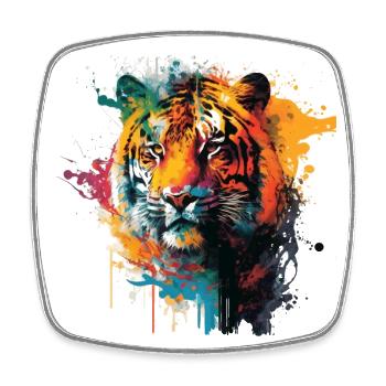 Cadeau Tête de Tigre - Magnet carré - blanc - Devant