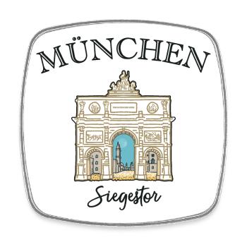 Siegestor München, Friedensmahnmal - Viereckiger Kühlschrankmagnet - Weiß - Vorne