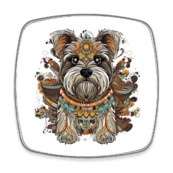 Mosaic Dog - Square fridge magnet - white - Front