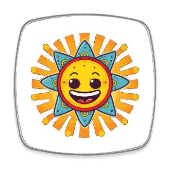 Happy Sonne - Viereckiger Kühlschrankmagnet - Weiß - Vorne