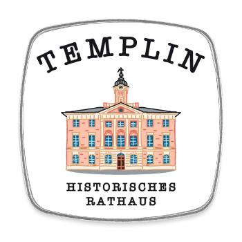 Templin Historisches Rathaus, Uckermark - Viereckiger Kühlschrankmagnet - Weiß - Vorne