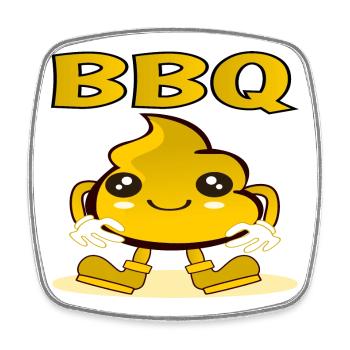 KAWAII BBQ - BARBECUE MUSTARD SAUCE - CARTOON - Square fridge magnet - white - Front
