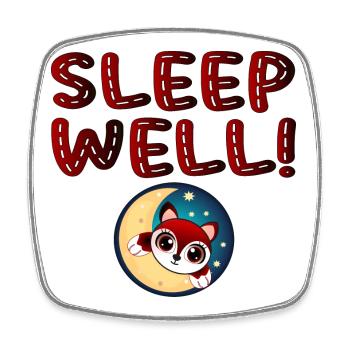 Schlafen Sie gut - Sleeping FOX at the Moon - Tier - Viereckiger Kühlschrankmagnet - Weiß - Vorne