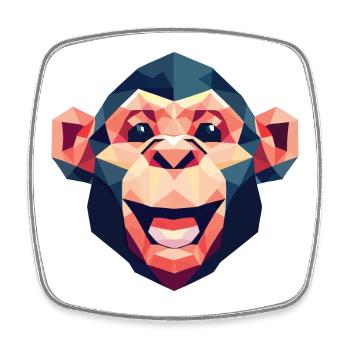 Singe polygonal - Magnet carré - blanc - Devant