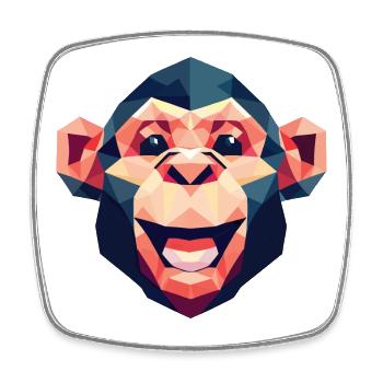Singe polygonal - Magnet carré - blanc - Devant