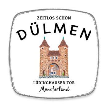 Dülmen, Lüdinghauser Tor, Münsterland - Viereckiger Kühlschrankmagnet - Weiß - Vorne