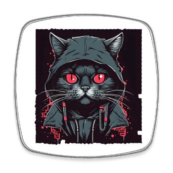 Hacker cat - Viereckiger Kühlschrankmagnet - Weiß - Vorne
