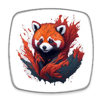 Red panda in a swirl of color - Square fridge magnet - white - Front