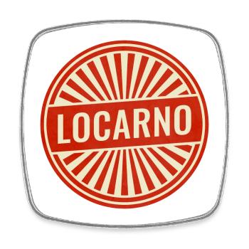 Locarno Vintage Rundlogo - Viereckiger Kühlschrankmagnet - Weiß - Vorne