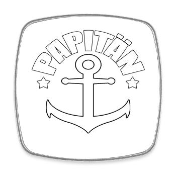 PAPITÄN * Vater * Papa * Anker * Geschenkidee - Viereckiger Kühlschrankmagnet - Weiß - Vorne