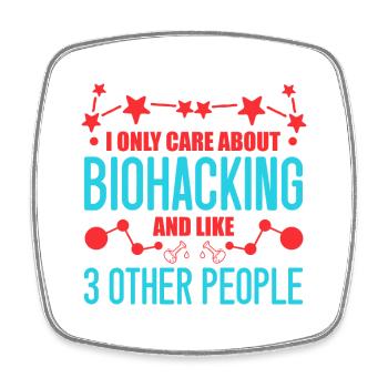 Fun biohacking design - Square fridge magnet - white - Front