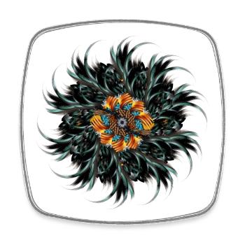 Mandala ornament made of drawn rooster feathers - Square fridge magnet - white - Front