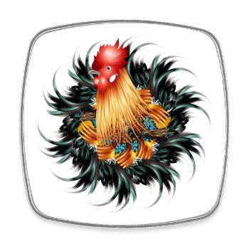 magnificent rooster in feather frame - Square fridge magnet - white - Front