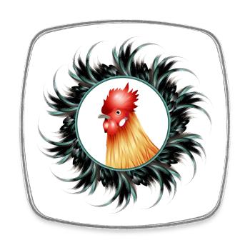 magnificent rooster in feather frame - Square fridge magnet - white - Front