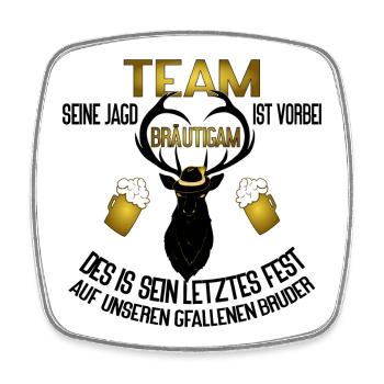 Team Bräutigam JGA Hirsch Jagd Humor - Viereckiger Kühlschrankmagnet - Weiß - Vorne