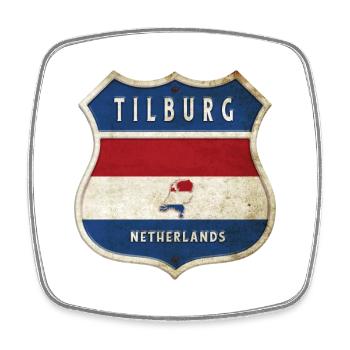 Design du blason de Tilburg, Pays-Bas - Magnet carré - blanc - Devant