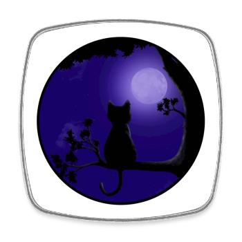 Cat Moon - Square fridge magnet - white - Front