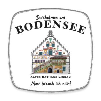 Bodensee, Lindau kultiges Altes Rathaus - Viereckiger Kühlschrankmagnet - Weiß - Vorne