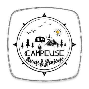 campeuse rieuse heureuse - Magnet carré - blanc - Devant
