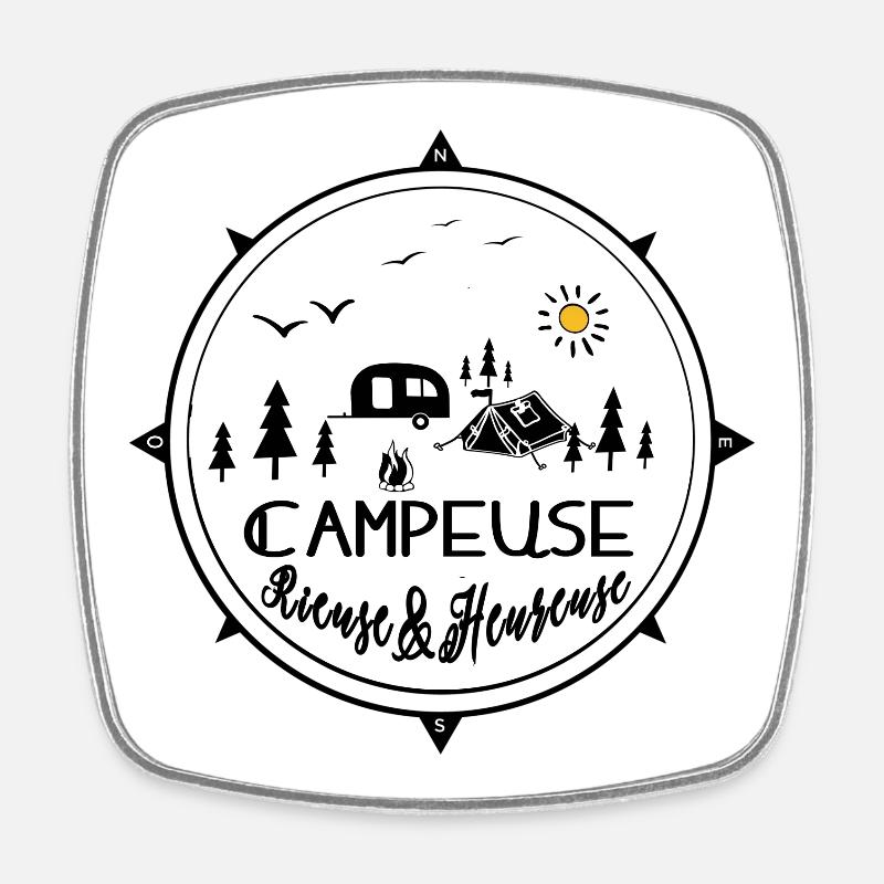 campeuse rieuse heureuse - Magnet carré - blanc
