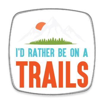 Berge - Ich bin lieber auf einem Trail - Viereckiger Kühlschrankmagnet - Weiß - Vorne