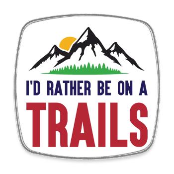 Berge - Ich bin lieber auf einem Trail - Viereckiger Kühlschrankmagnet - Weiß - Vorne