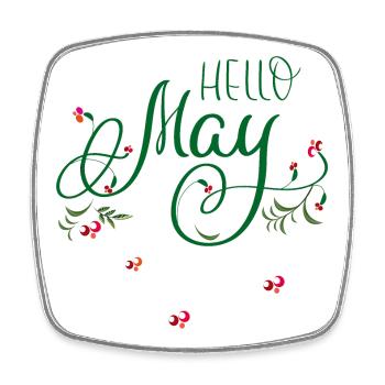 May, month, spring - Square fridge magnet - white - Front
